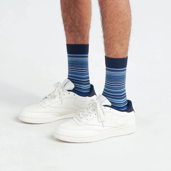 SAXX CREW SOCKS- VIBRANT STRIPE NAVY Crew Socks Arch Support M - Picture 2 of 3